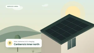 Illustration of a roof covered in black solar panels, for Canberra's inner north